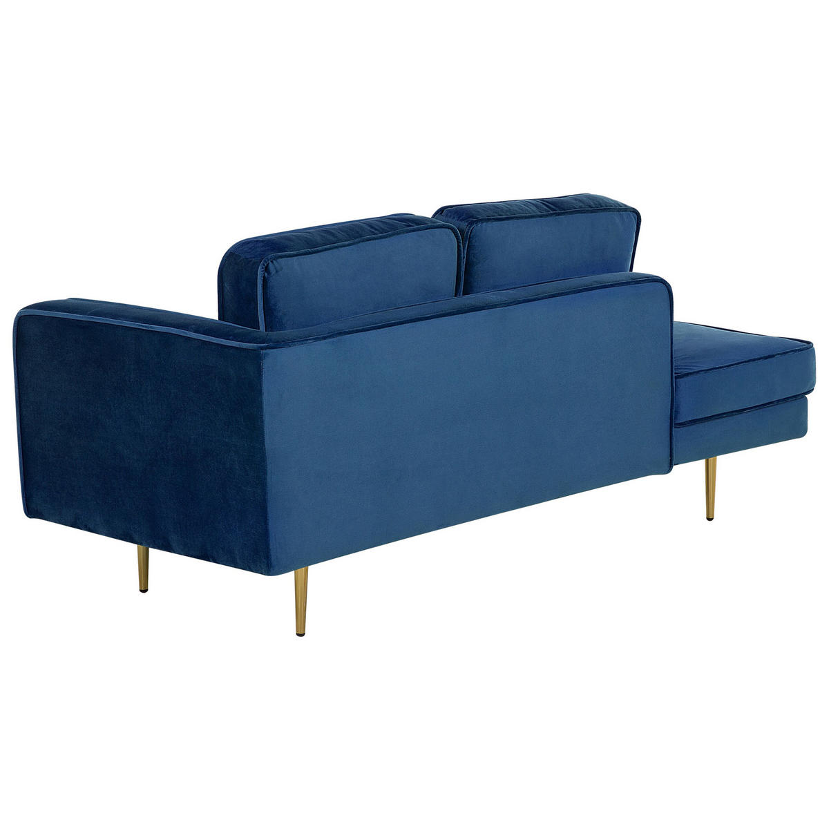 CHAISELONGUE Samtstoff marineblau rechtsseitig Miramas - Blau/Goldfarben, Textil (171/63/79cm) - Beliani