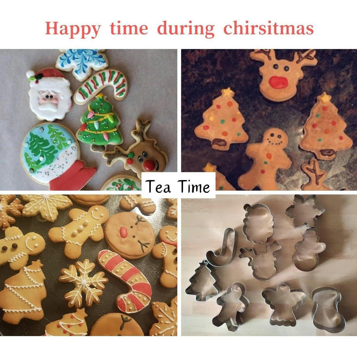 AUSSTECHFORMEN Set 9-teilig Weihnachten mit 100 Keks-Tüten - Silberfarben, Metall (16.3/2.2/26.1cm)