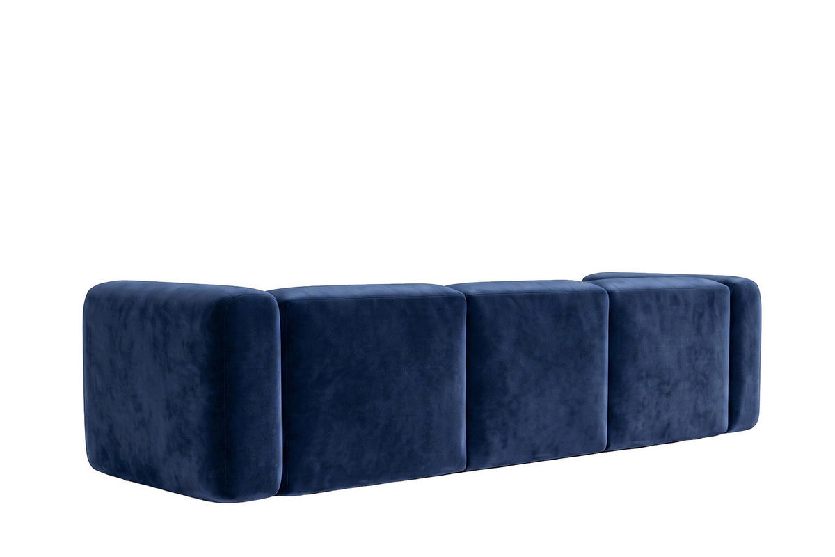 SOFA 3-Sitzer, Velvet-Stoff Bluvel, Tintenblau, GRETA - Blau, Holz (319/70/89cm) - Kaiser Möbel