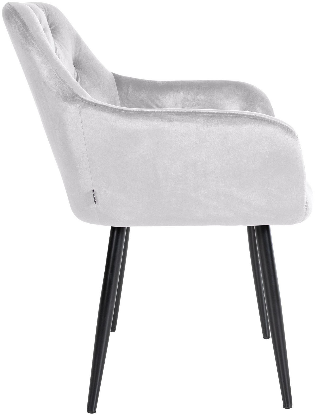 ARMLEHNENSTUHL Samt grau - Schwarz/Grau, Textil/Metall (59/82/62cm) - CLP