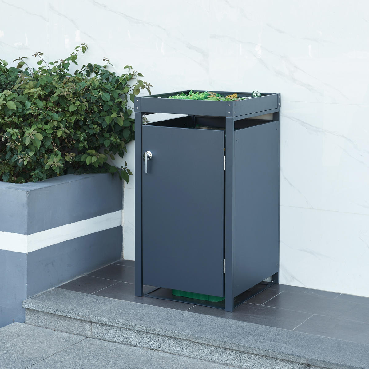 MÜLLTONNENBOX Valkeakoski - Anthrazit, Metall (59.5/110/62cm) - [en.casa]