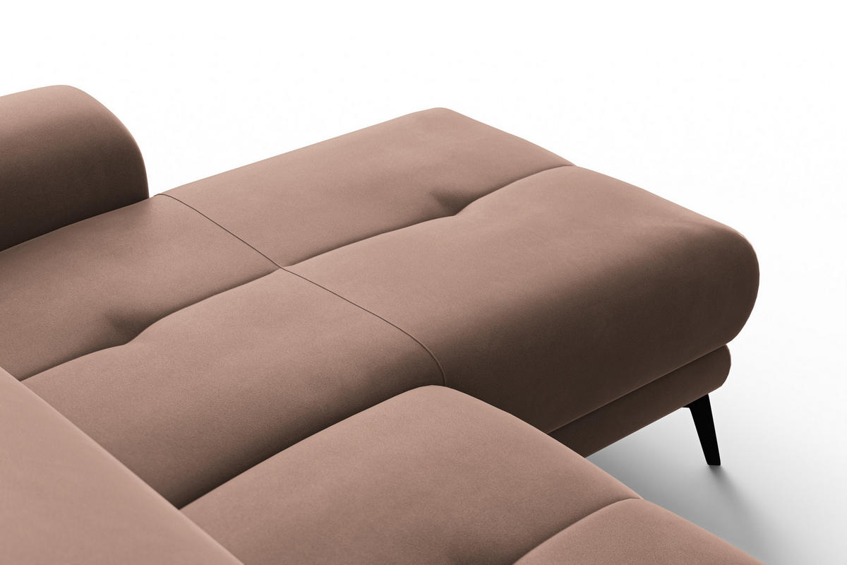 ECKSOFA FIERO 4-Sitzer RECHTS, Brauner Veloursstoff - Schwarz/Braun, Holz/Textil (288/170cm) - Courtois Laville