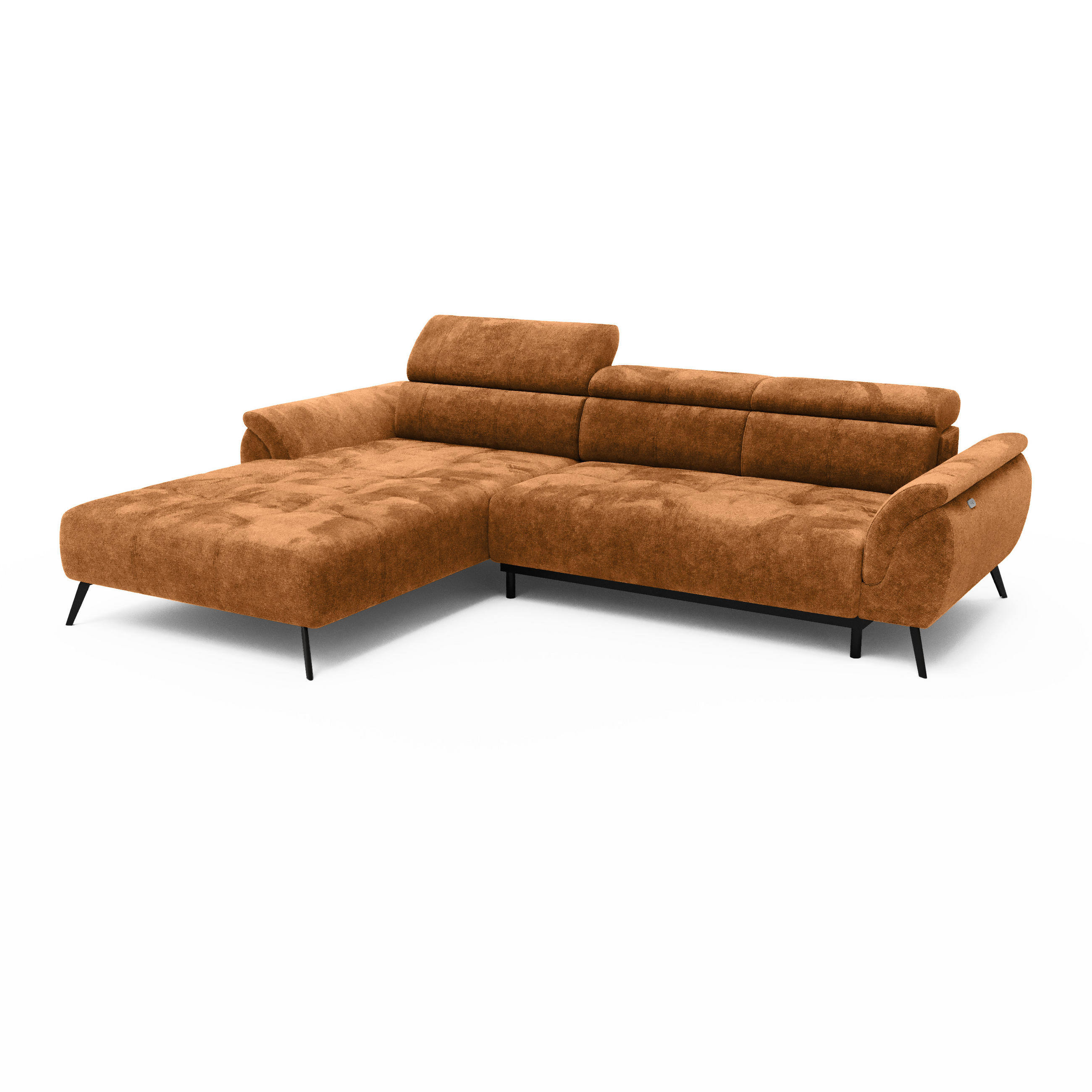 ECKSOFA Ottomane links Chenille 286x184x79 rostfarben VALENTINA - Rostfarben, Kunststoff (286/184cm) - Massivmoebel24