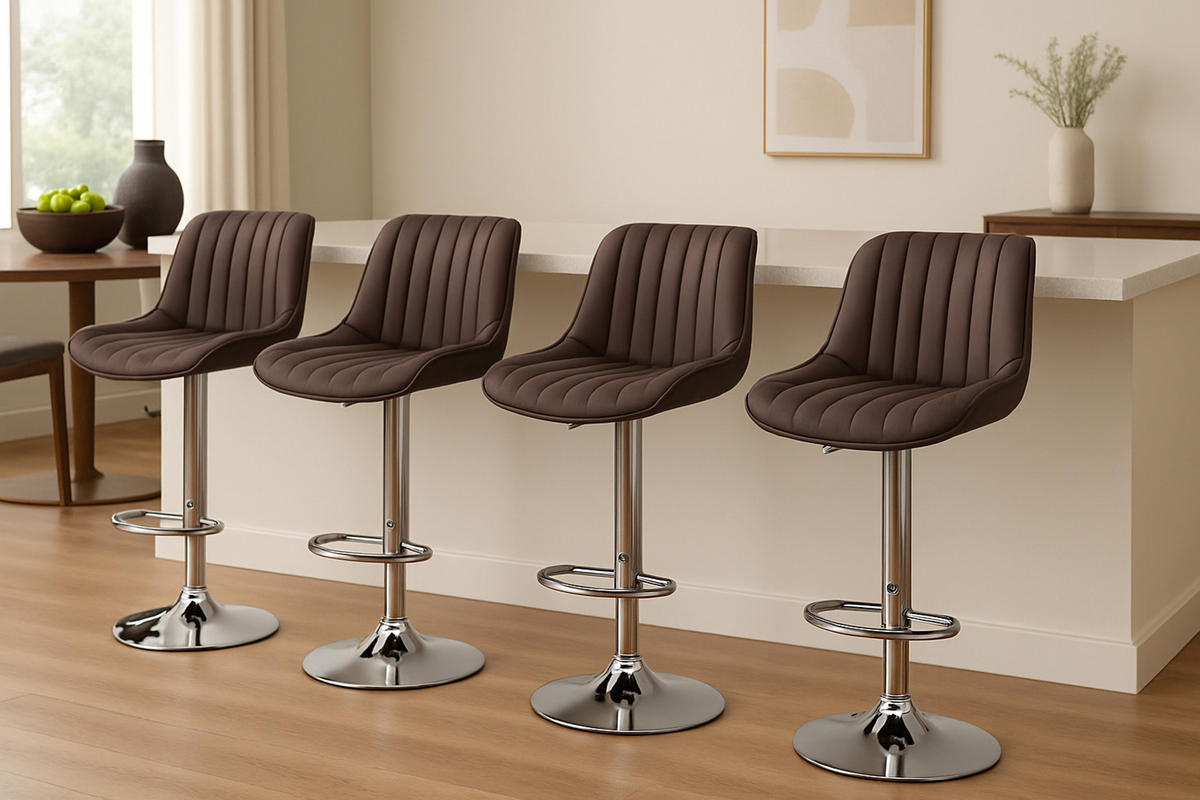 BARHOCKER Lento Gestell Metall in Chromoptik Kunstleder Braun - Chromfarben/Braun, Kunststoff/Metall (50/108/50cm) - TPFLiving