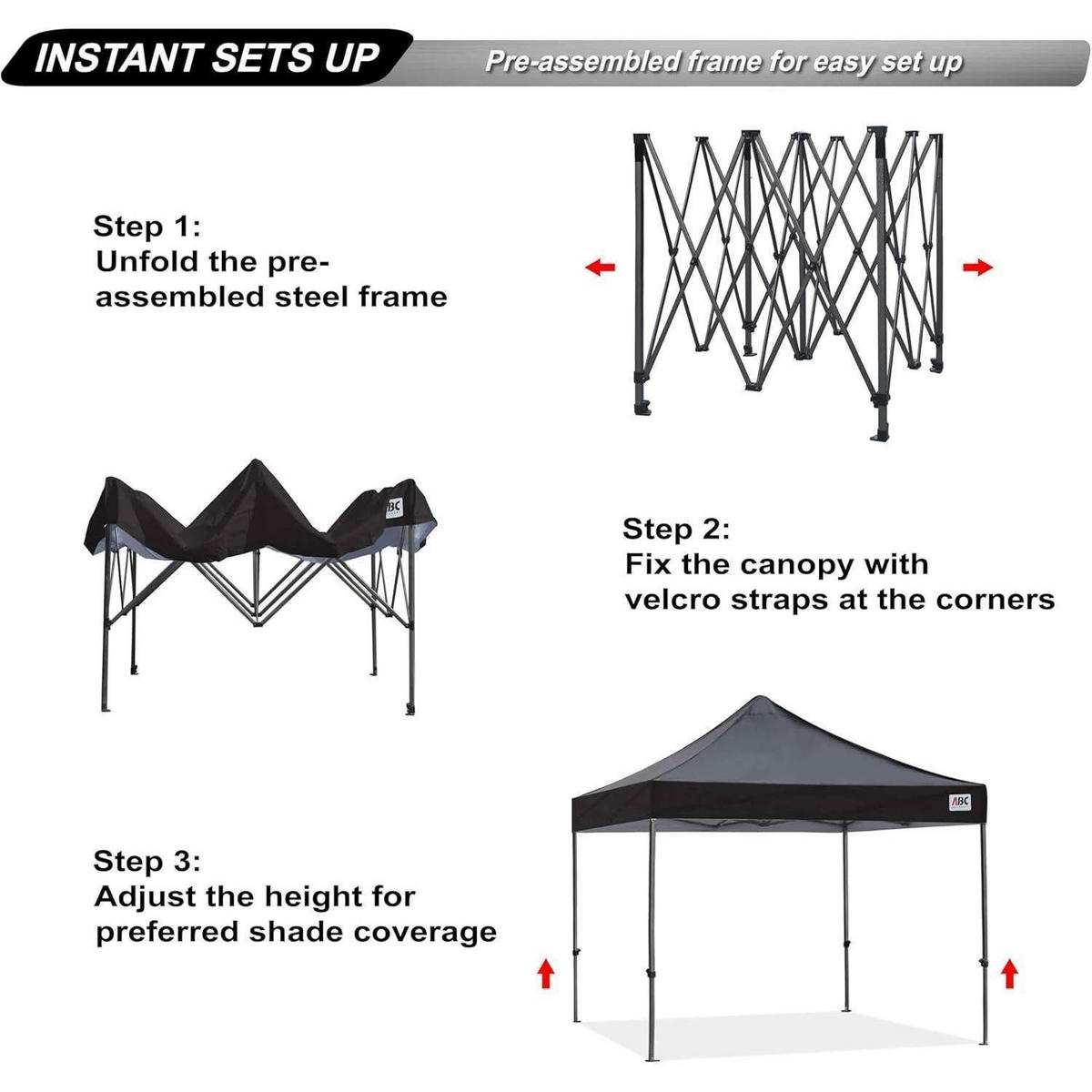 PAVILLON Pop-up 2,5 x 2,5 M Schwarz Wasserdicht - Schwarz, Metall (250.2/316.2/250.2cm)