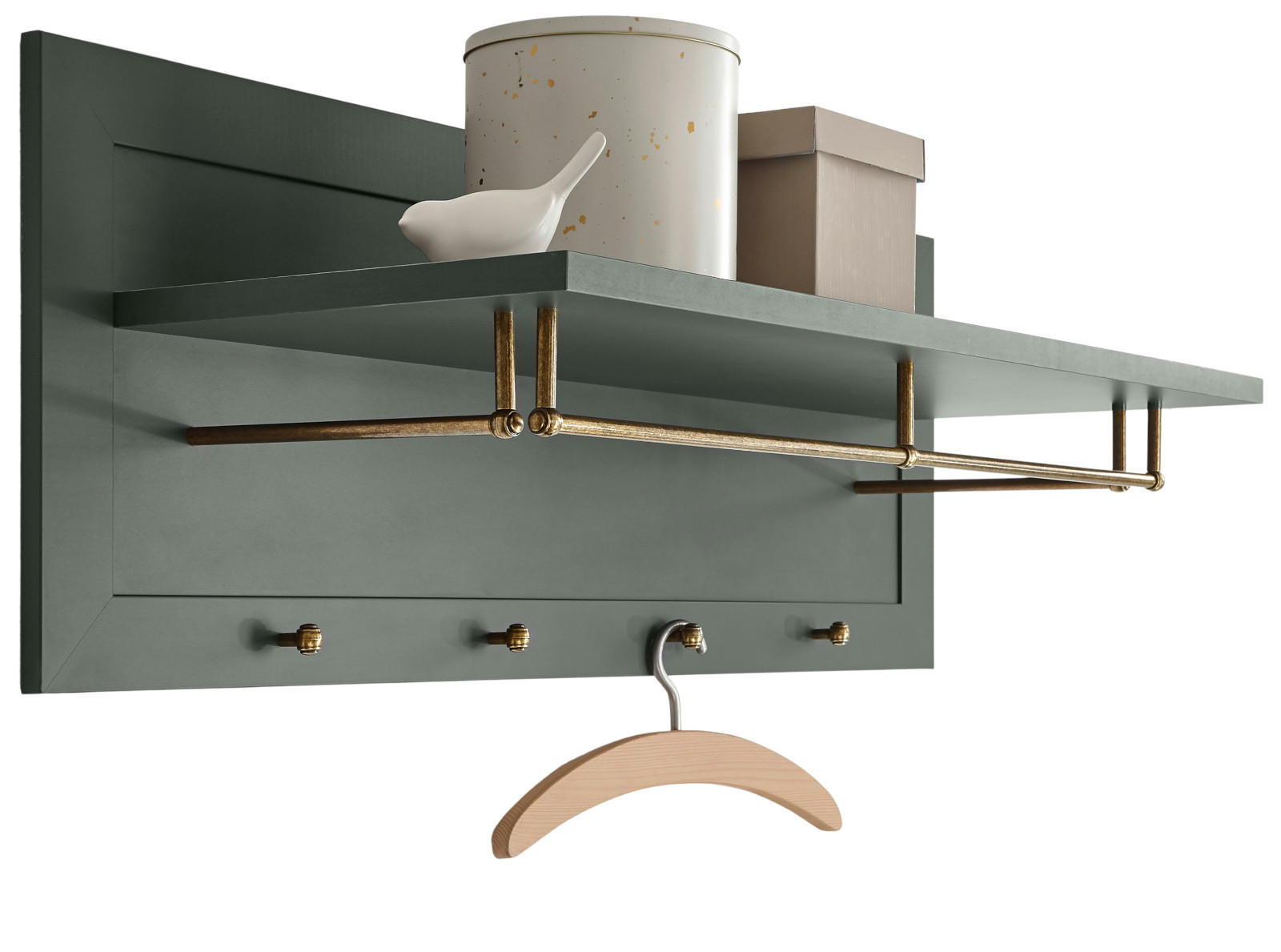 GARDEROBENPANEEL grün, Landhausstil, Wandgarderobe 109 x 40 cm - Grün, Holzwerkstoff (109/40/20cm) - Furn.Design