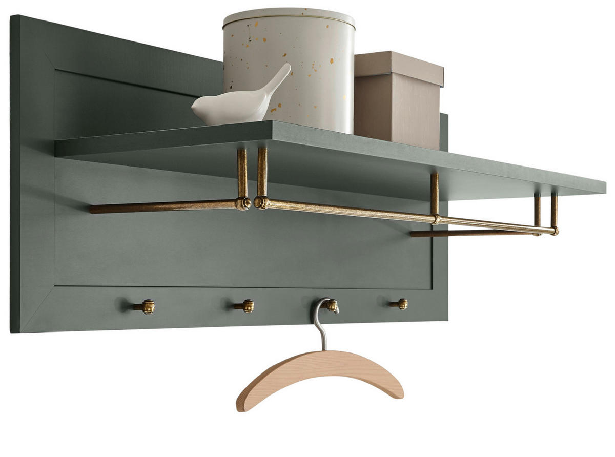 GARDEROBENPANEEL grün, Landhausstil, Wandgarderobe 109 x 40 cm - Grün, Holzwerkstoff (109/40/20cm) - Furn.Design