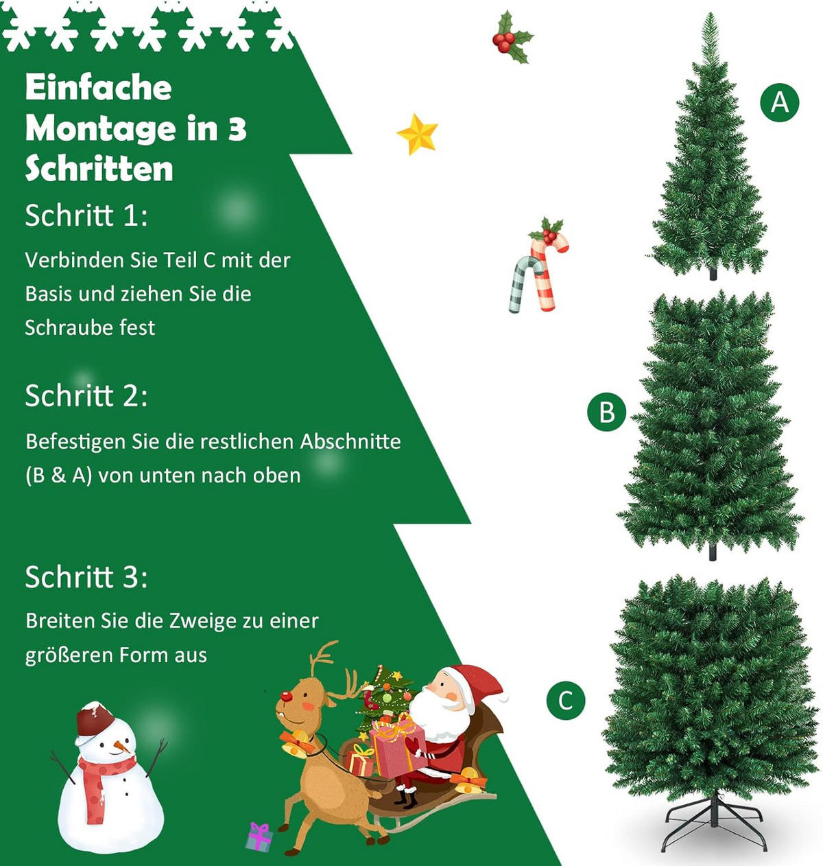 WEIHNACHTSBAUM 210cm Grün - Grün, Kunststoff (210cm) - COSTWAY