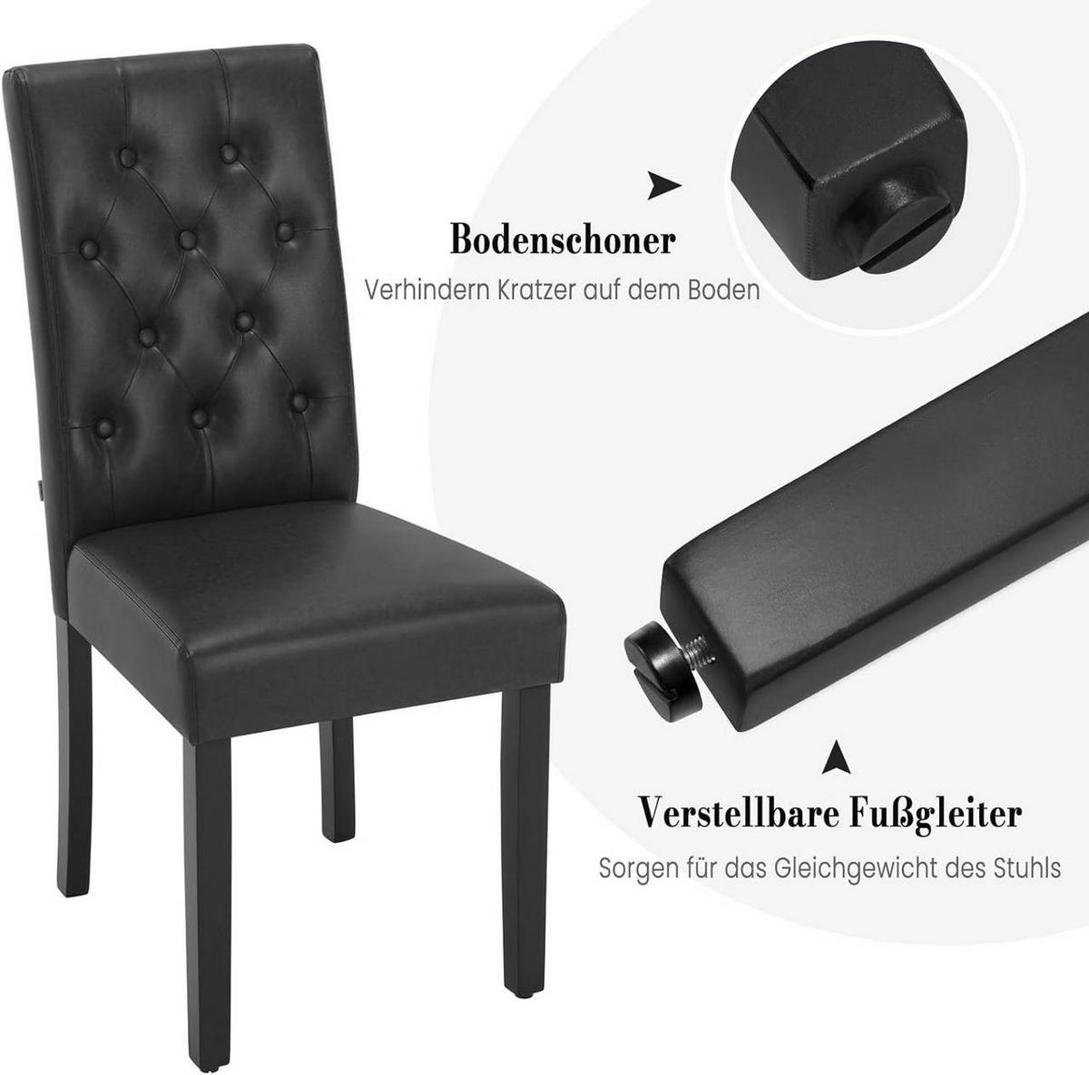 ESSZIMMERSTUHL 2er Set, Kunstleder, Holzbeinen, Schwarz - Schwarz, Holz/Kunststoff (44/99/59cm) - Woltu