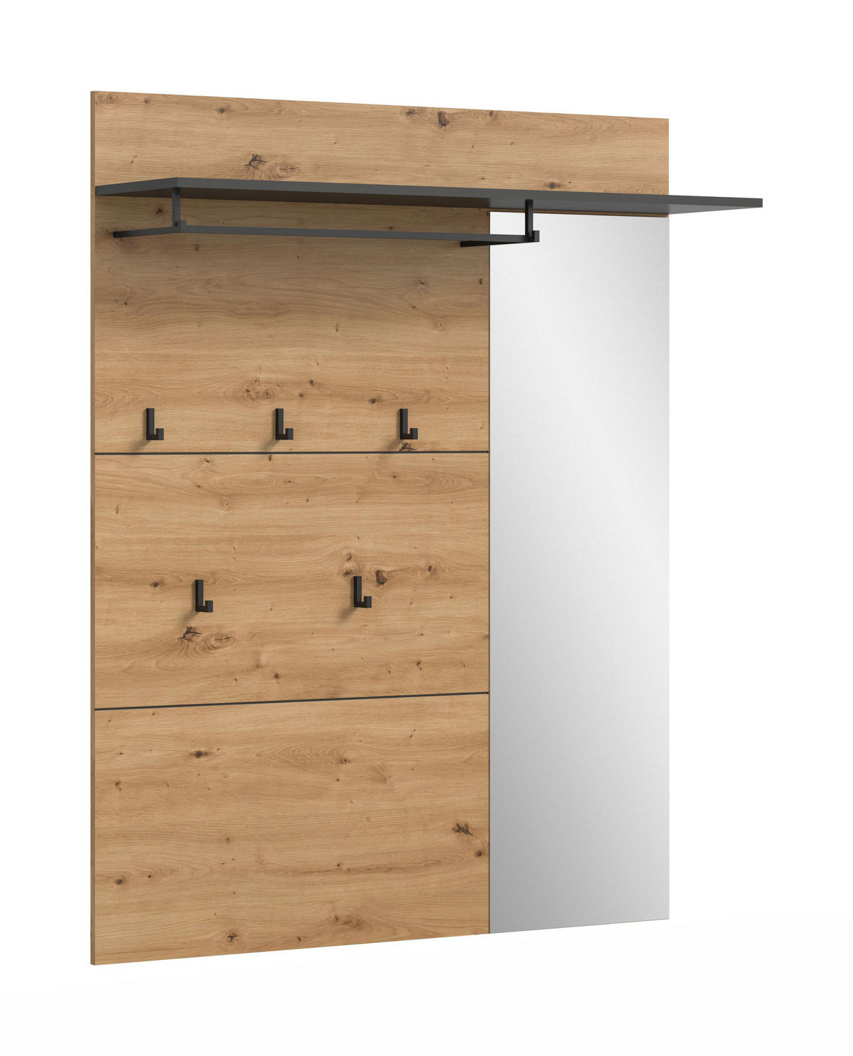 GARDEROBENPANEEL INKL. SPIEGEL Canu Artisan 120/29/147 cm - Grau, Holzwerkstoff (120/147/29cm) - Xonox