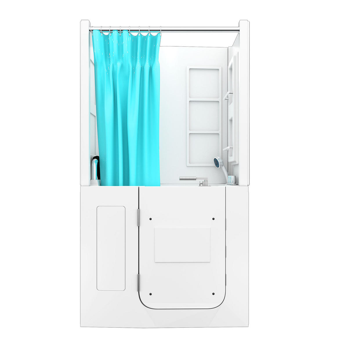 SENIORENDUSCHE S08D-TH-C-L Weiß - Weiß, Glas/Kunststoff (110/68/205cm) - AcquaVapore by Sandra Jentho