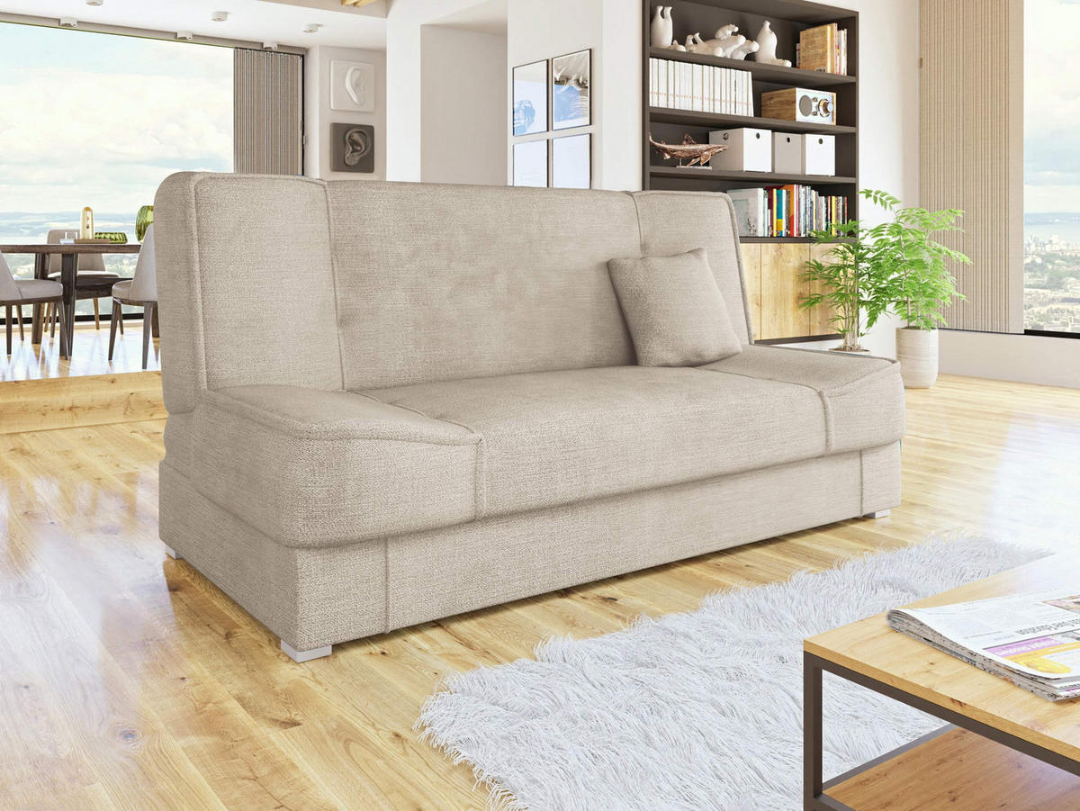 CANAPEA EXTENSIBILA Gabi - argintiu/culoare naturală, material plastic/material textil (175/80/80cm) - MIRJAN24