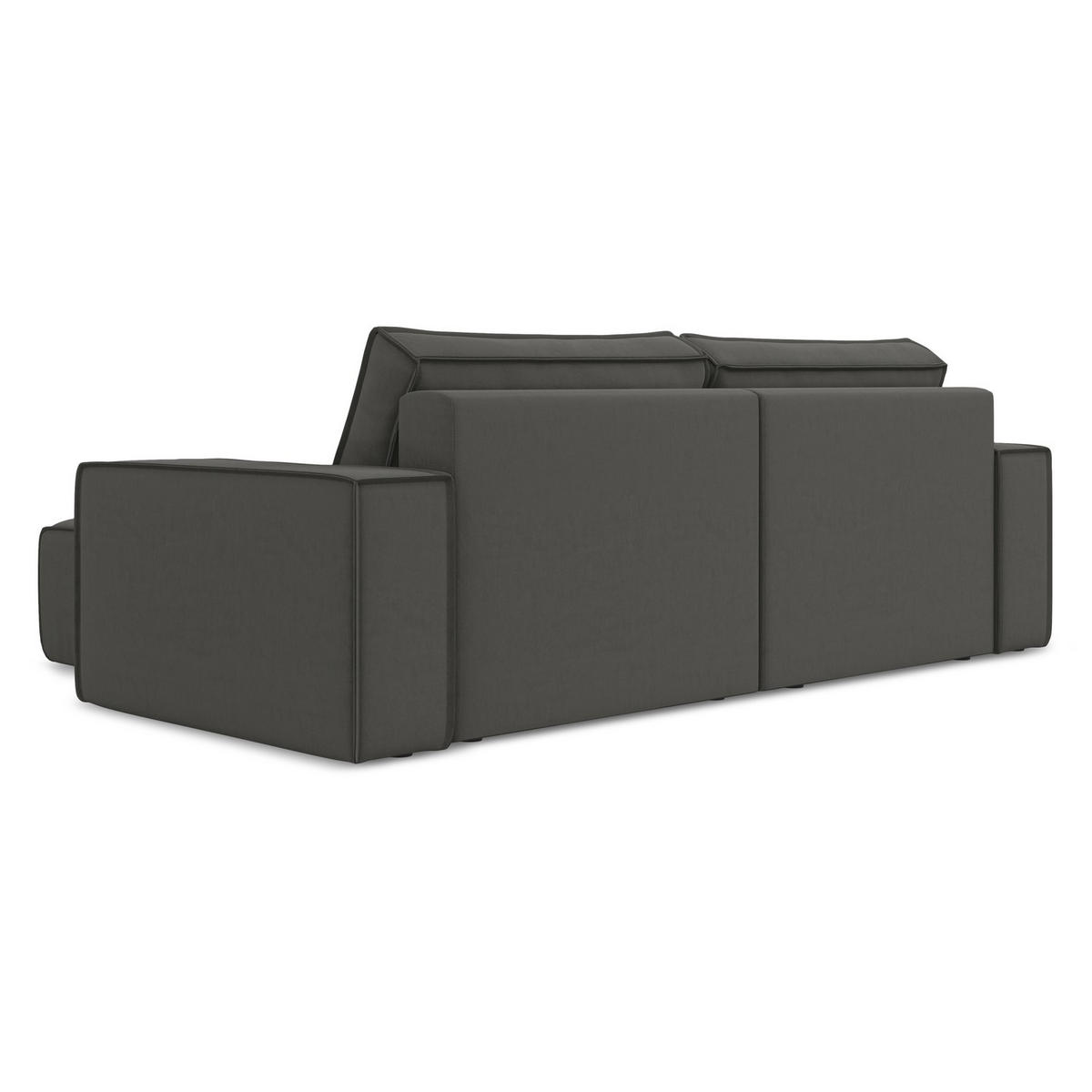 ECKSOFA mit Schlaffunktion Samt Stoff Grau - Dunkelgrau/Schwarz, Kunststoff/Textil (257/148cm) - LaMiaSofa