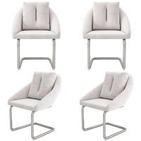 ESSZIMMERSTUHL 4 Stück Samt Drehbar Beige, Kissen, Luxus - Beige, Textil (57/82/59cm) - FLIEKS