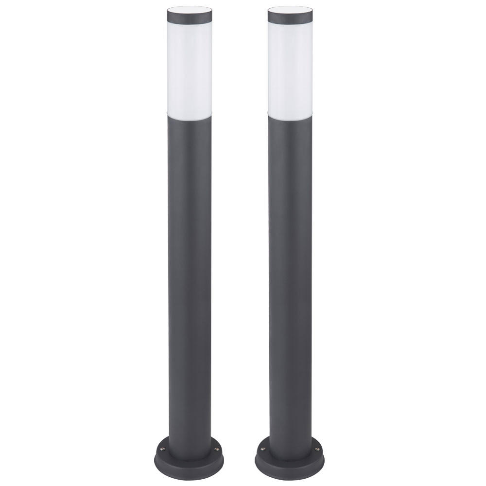 LED STEHLEUCHTE Edelstahl Anthrazit 2er Set - Anthrazit, Metall (12.7/12.7/80cm)