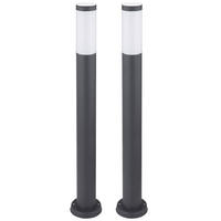 LED STEHLEUCHTE Edelstahl Anthrazit 2er Set - Anthrazit, Metall (12.7/12.7/80cm)