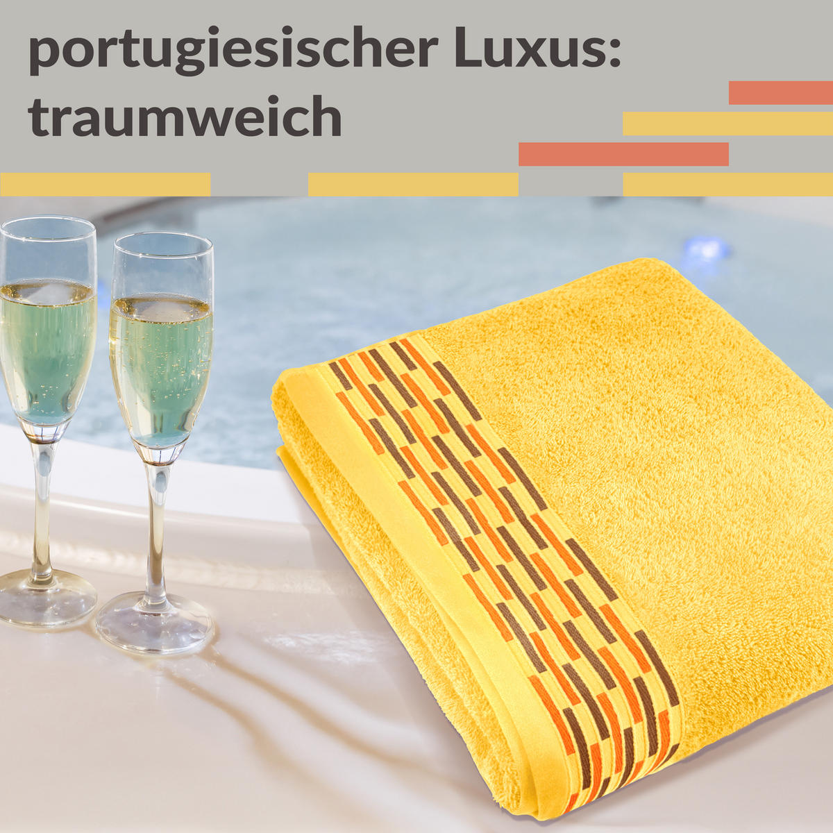 BADETUCH Lugano Gelb 100x200 cm - Gelb, Textil (100/200cm) - Lashuma