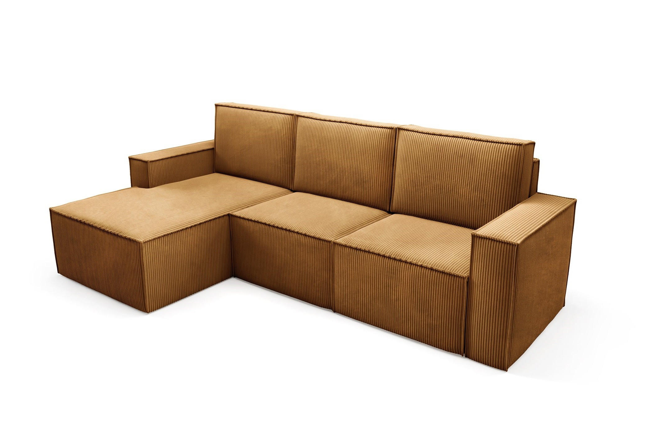 ECKSOFA Orto Gelb, Dreisitzer Kordecksofa rechte seite - Gelb, Holzwerkstoff/Textil (180/142cm) - Bettso