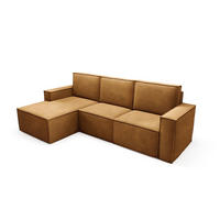ECKSOFA Orto Gelb, Dreisitzer Kordecksofa linke seite - Gelb, Holzwerkstoff/Textil (180/142cm) - Bettso