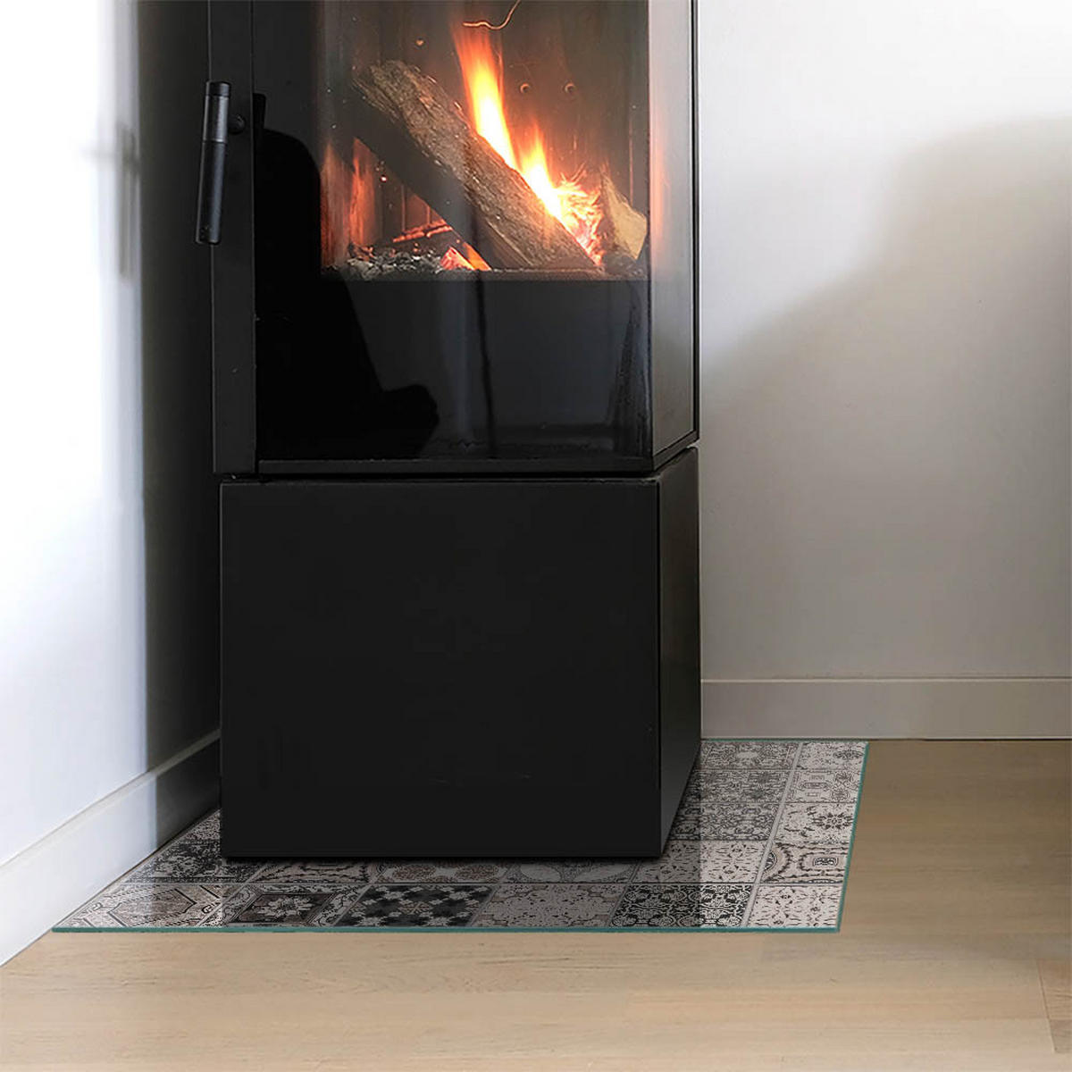 GLASPLATTE für Kamin 50 × 50 cm Schwarz - Schwarz, Glas (50/50/0.4cm) - ArtPrintCave