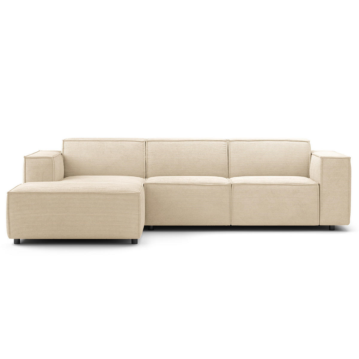 ECKSOFA mit Longchair - Beige/Schwarz, Kunststoff/Textil (260/177cm) - home24