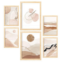 POSTER Set Mit 6 Abstrakte Wüste Sammlung A3 & A4 Rahmen Aus Hellem Holz - Beige, Papier (29/3cm) - Nacnic