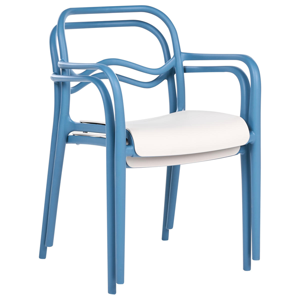 GARTENSTUHL 2er Set Kunststoff Blau Thasos - Blau, Kunststoff (57/80/57cm) - Beliani