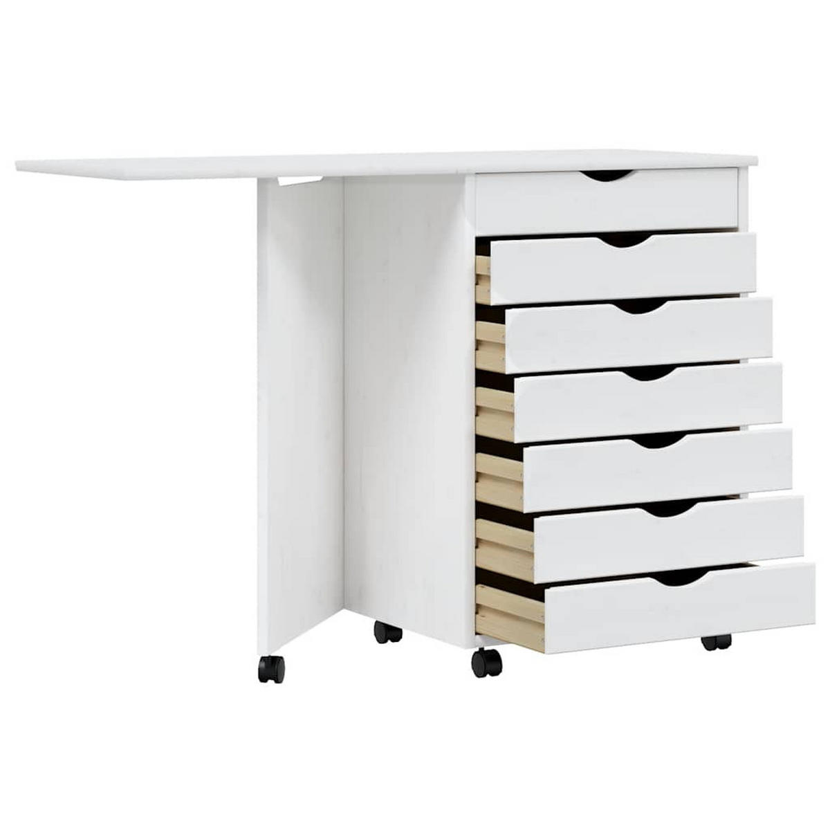 ROLLSCHRANK Mit Schreibtisch Moss Weiss Massivholz Kiefer - Weiß, Holz (105.5/39/74.5cm) - vidaXL