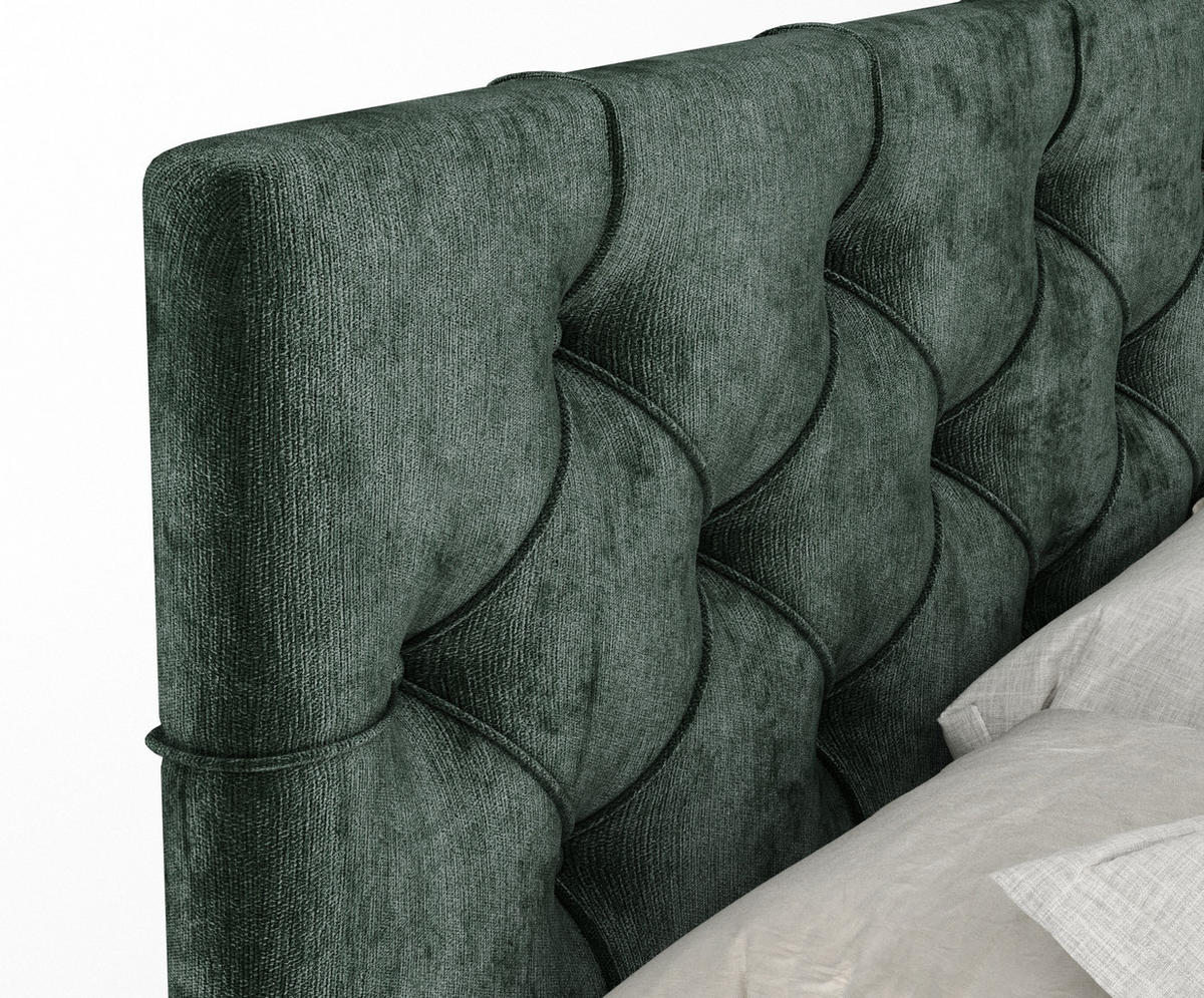 BOXSPRINGBETT Hugo Grün 140/200 cm - Schwarz/Grün, Holz/Holzwerkstoff (140/200cm) - Maison de Reve
