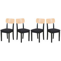 ESSZIMMERSTUHL 4x "Hugo 4", schwarz,aragon 99 - Beige/Schwarz, Holz (43/93/40cm) - Leaf Design