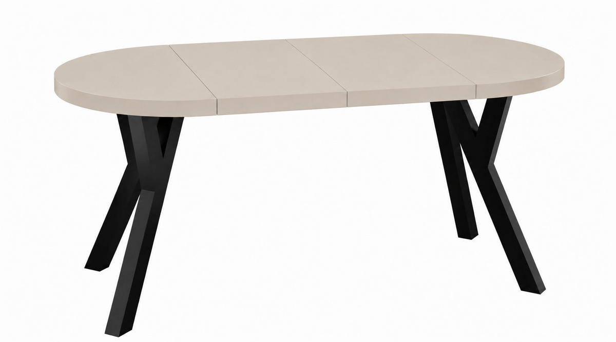 ESSTISCH ausziehbar rund 100-200 cm ATO Kaschmir, Auszugstisch mit Einlegeplatte - Kaschmir/Schwarz, Holzwerkstoff (100/100/77cm) - VENASI MÖBEL