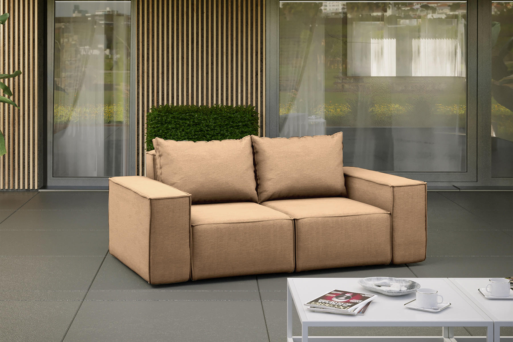 GARTENSOFA Sofa Für Den Garten SONNE Cappucino - Cappuccino, Holz (180/73/88cm) - Kaiser Möbel
