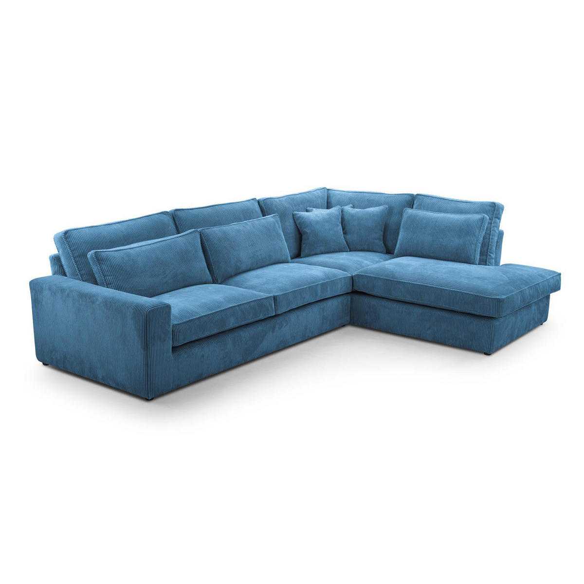 ECKSOFA Parma ohne Schlaffunktion, Cord-Stoff, Blau, Rechts - Blau/Schwarz, Textil (314/224cm) - Beautysofa