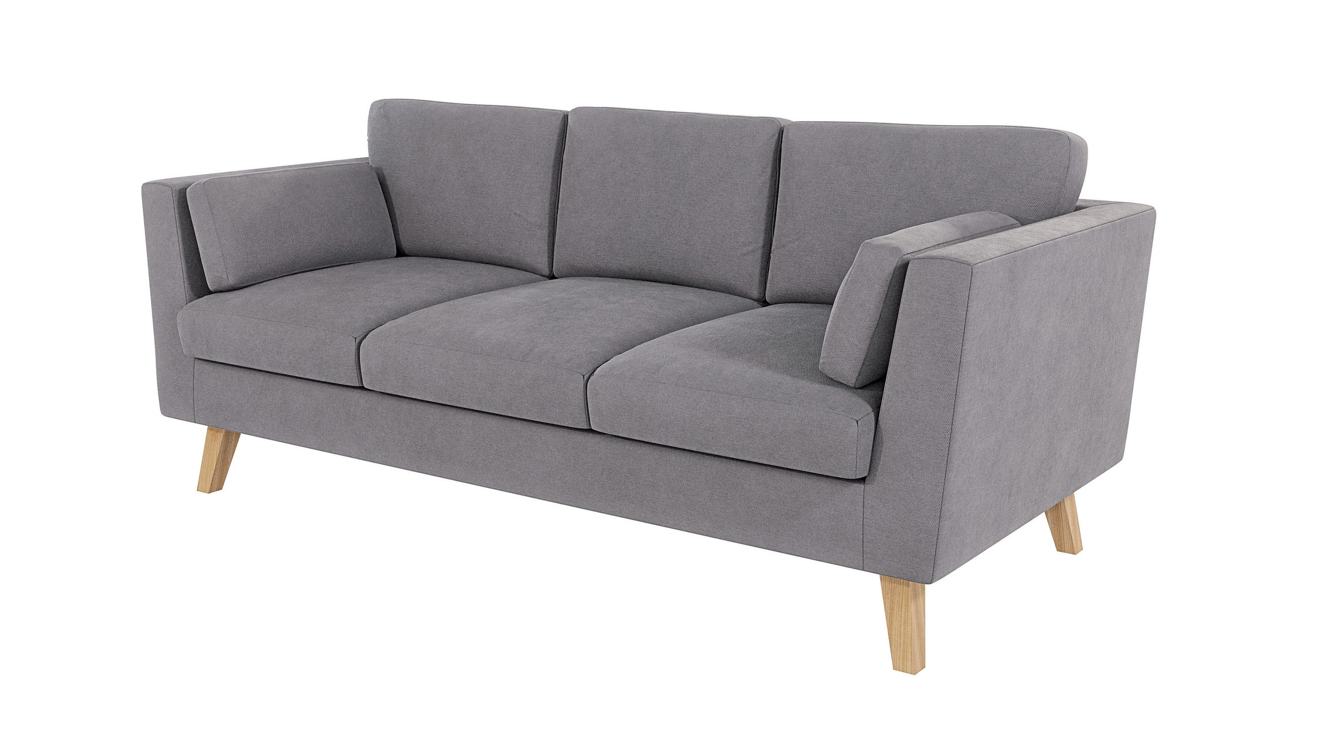 3-SITZER-SOFA Mario Grau Microfaser - Hellbraun/Grau, Holz/Buchenholz (206/90/89cm) - S-Style Möbel