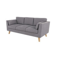 3-SITZER-SOFA Mario Grau Microfaser - Hellbraun/Grau, Holz/Buchenholz (206/90/89cm) - S-Style Möbel