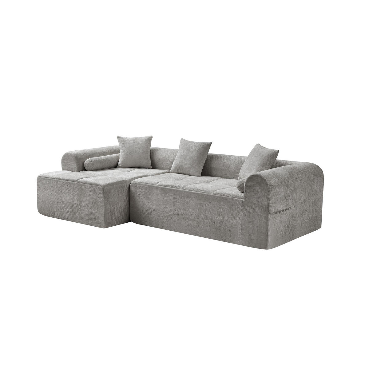 ECKSOFA 263/132.5/68 cm Hellgrau Chenille - Hellgrau, Textil (263/132.5cm) - Oxeza