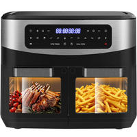HEISSLUFTFRITTEUSE 5,5 L + 5,5 L - Schwarz Hochglanz, Metall (35/33/30cm) - Aimax