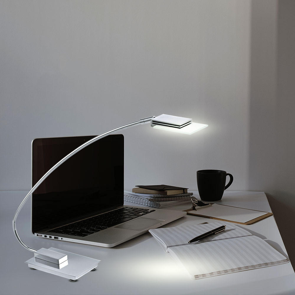 LED TISCHLEUCHTE OCASO Chrom Silber - Silberfarben, Glas (49.5/9.5/43.5cm)