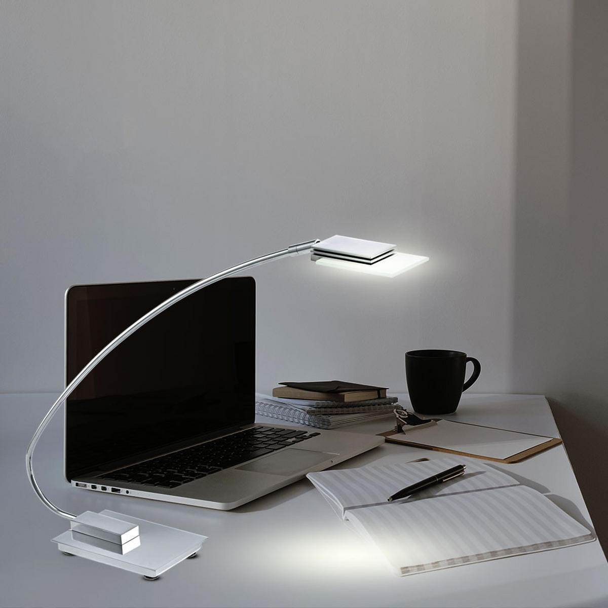 LED TISCHLEUCHTE OCASO Chrom Silber - Silberfarben, Glas (49.5/9.5/43.5cm)