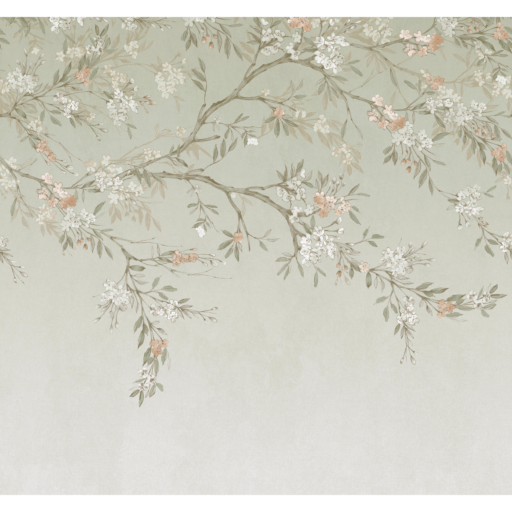 FOTOTAPETE Blossom Trail - Salbeigrün, Papier/Kunststoff (280/0.1cm) - Art for the Home