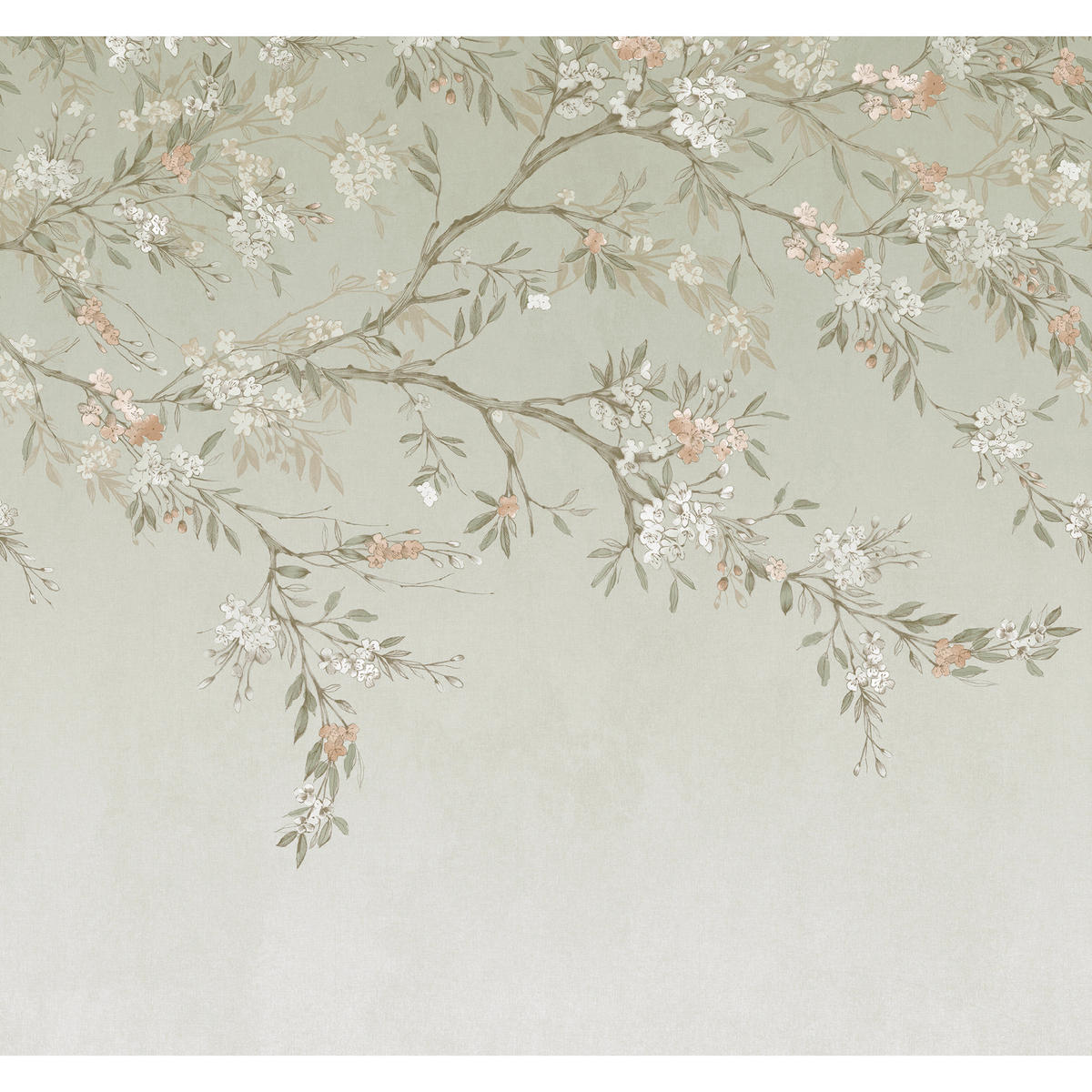 FOTOTAPETE Blossom Trail - Salbeigrün, Papier/Kunststoff (280/0.1cm) - Art for the Home