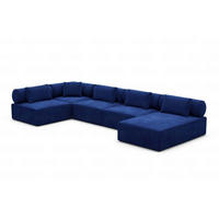 WOHNLANDSCHAFT Cipriani Dunkelblau Samtstoff - Dunkelblau, Kunststoff (400/77/200cm)