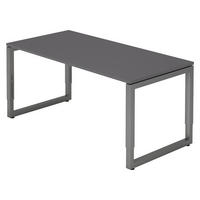 SCHREIBTISCH Serie-R 80/160/74 cm in Graphitfarben/Graphitfarben - Graphitfarben, Holzwerkstoff (80/160/74cm) - bümö