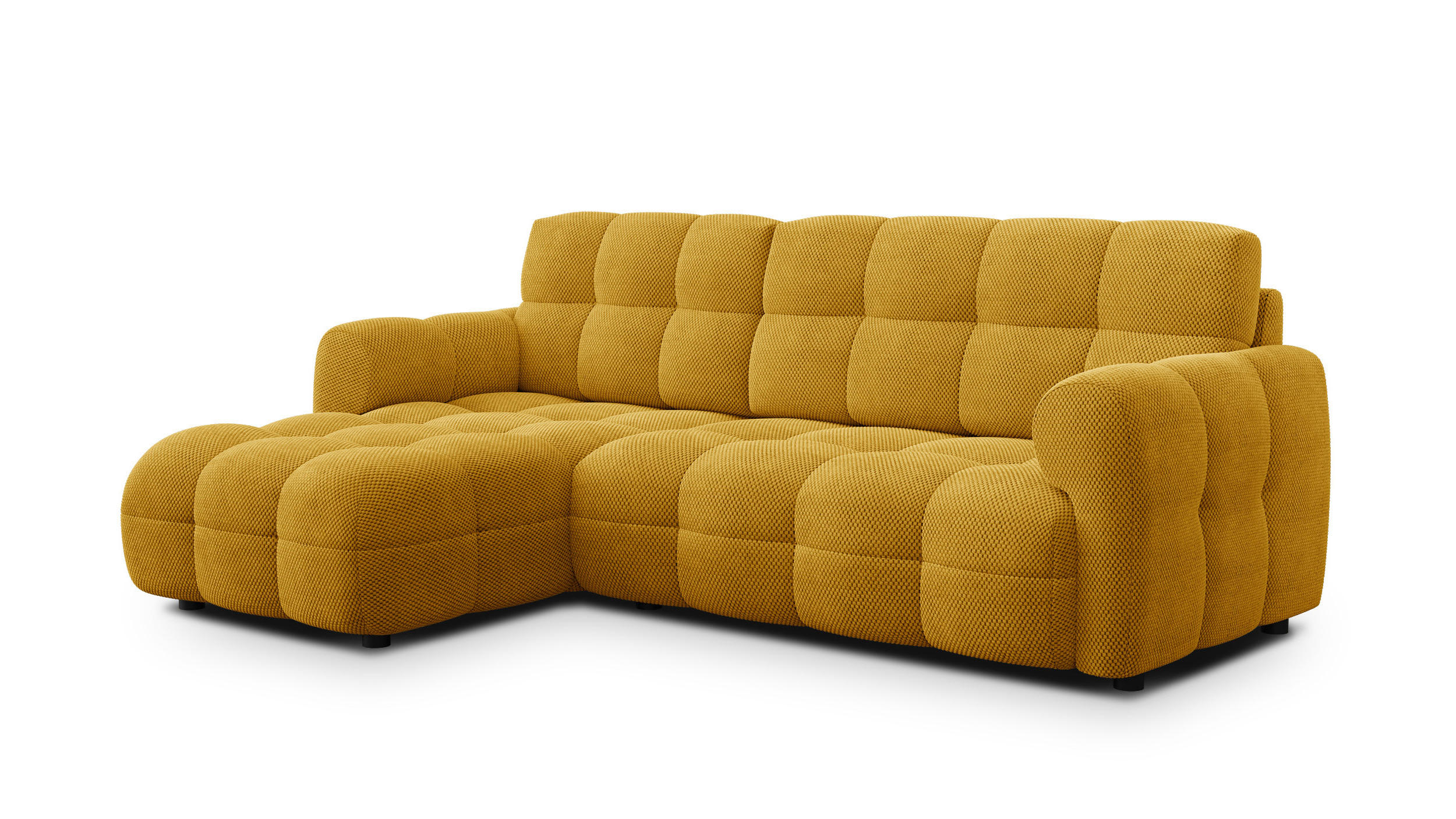 ECKSOFA MELLOW 3-Sitzer, safran - Gelb/Schwarz, Holz/Textil (232/156cm) - Courtois Laville