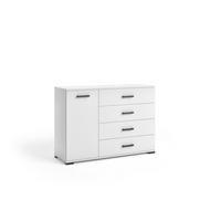 KOMMODE ALBANO 120/83/40cm mit 4 Schubladen 1 Türen Weiß - Weiß, Holzwerkstoff (120/83/40cm) - MASSENO