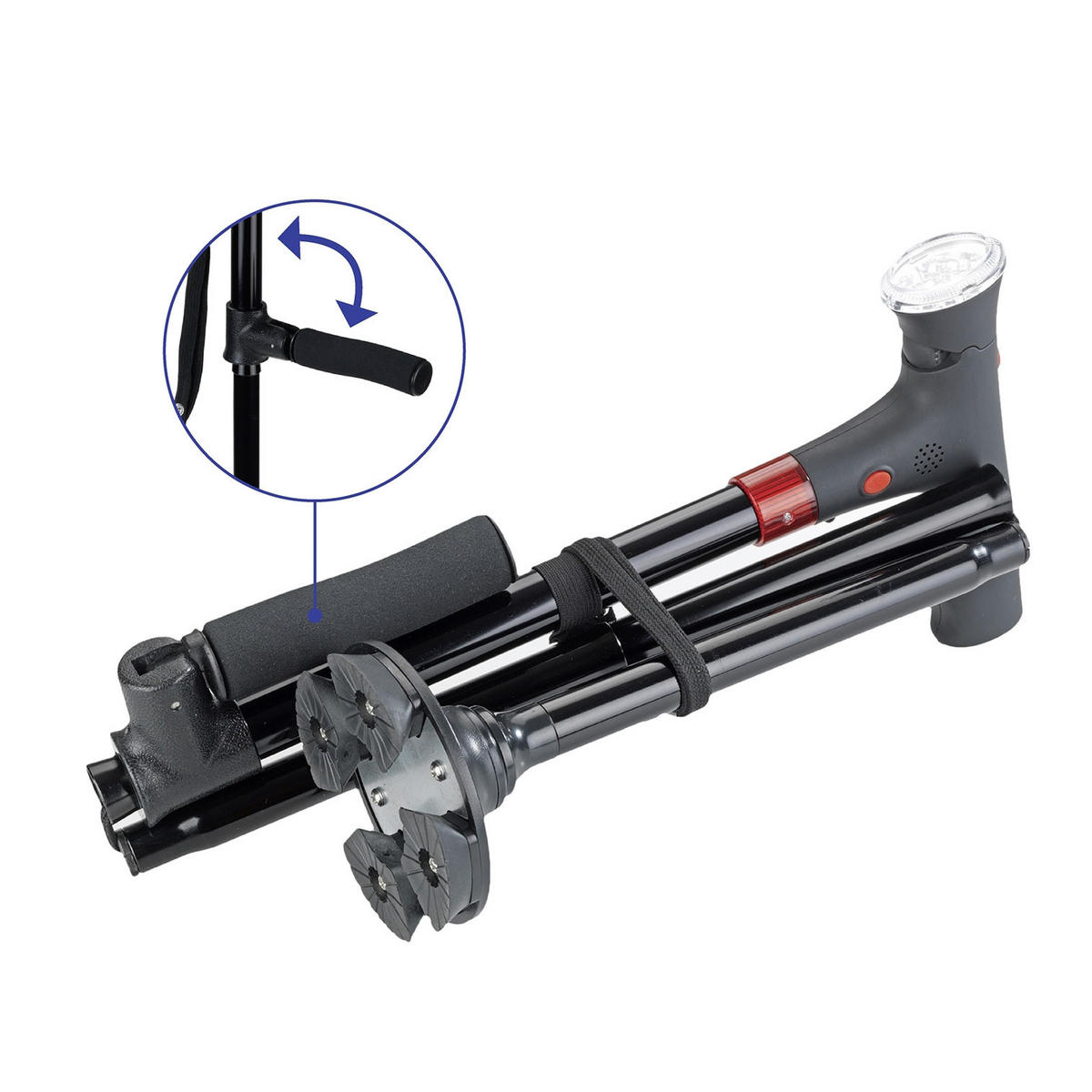 SPAZIERSTOCK mit LED-Licht - Schwarz, Metall (16/98/10cm) - Maximex