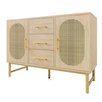KOMODA z kovu a dřevotřísky 120x74x40 cm sonoma dub se 3 zásuvkami, 2 dvířky a nastavitelnou policí - barva dubu, kov (120/74/40cm) - Modfu