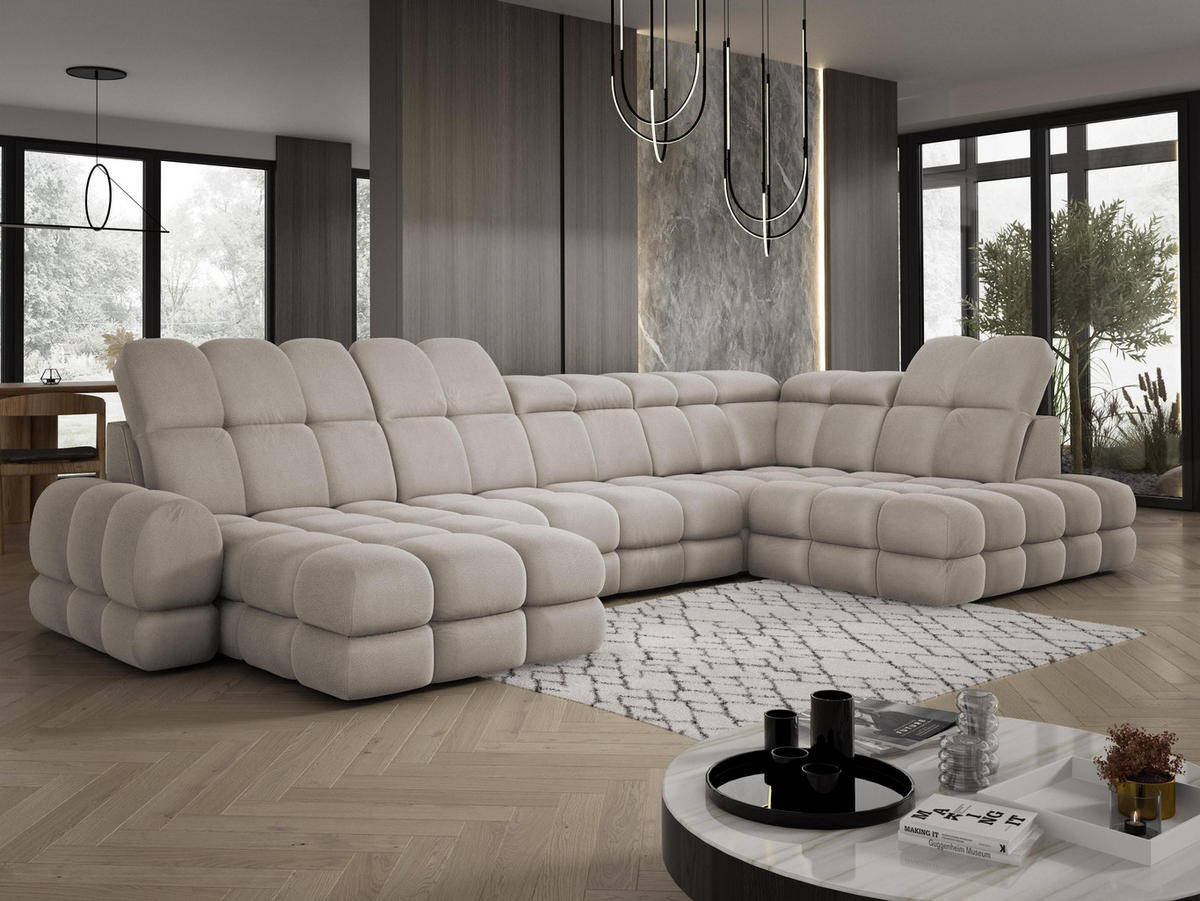 ECKSOFA TOLLO Solar-stoff U-form 400x217x105 cm cappuccino - Cappuccino, Holz/Textil (217/400cm) - DomoHome