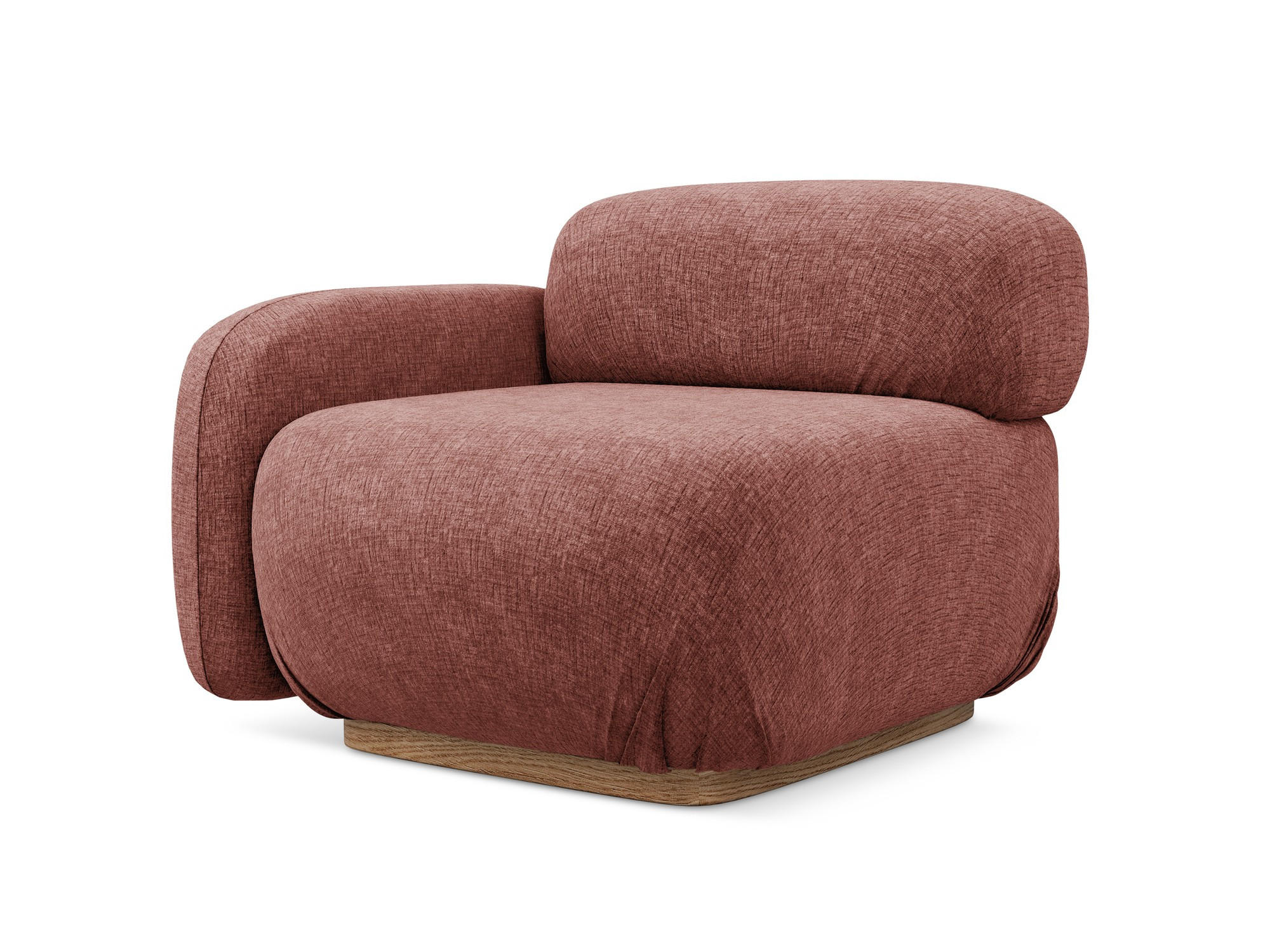 SOFAELEMENT Links Chenille Stoff Pink - Pink/Hellrosa, Holz/Textil (95/73/95cm) - Makamii