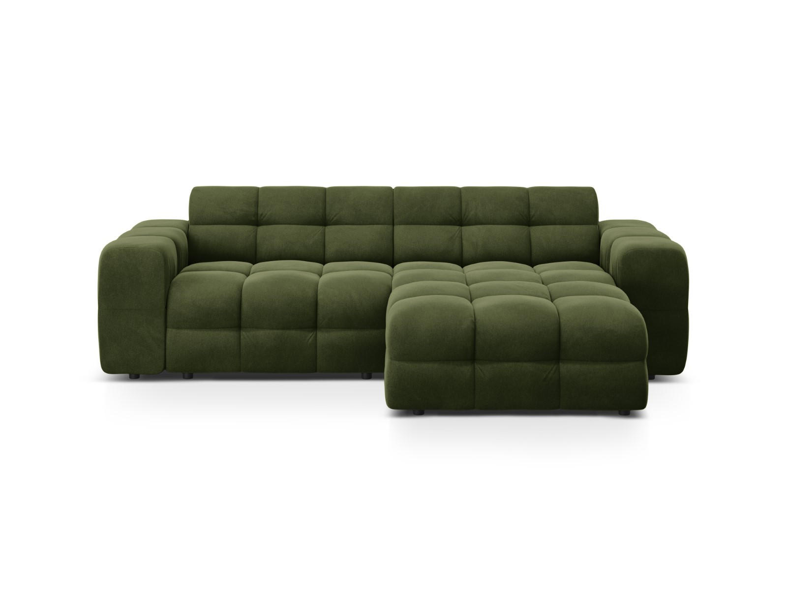 ECKSOFA rechts Kendal aus Samt armeegrün 4 Sitzplätze - Olivgrün, Textil (173/256cm) - Micadoni